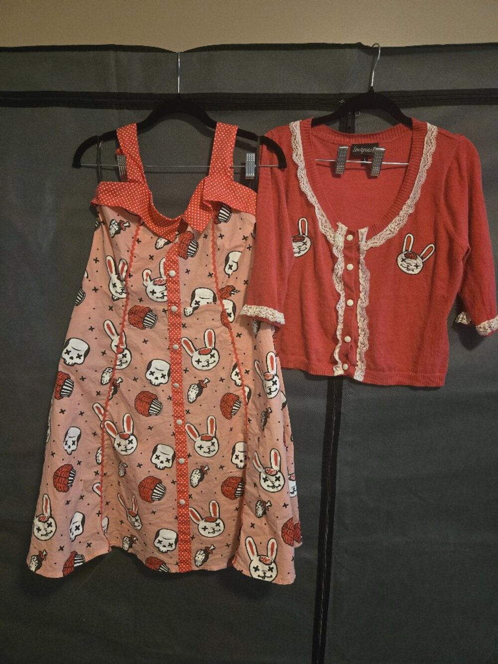 SOURPUSS ZOMBIE BUNNIES PEGGY DRESS with sweater Sz L